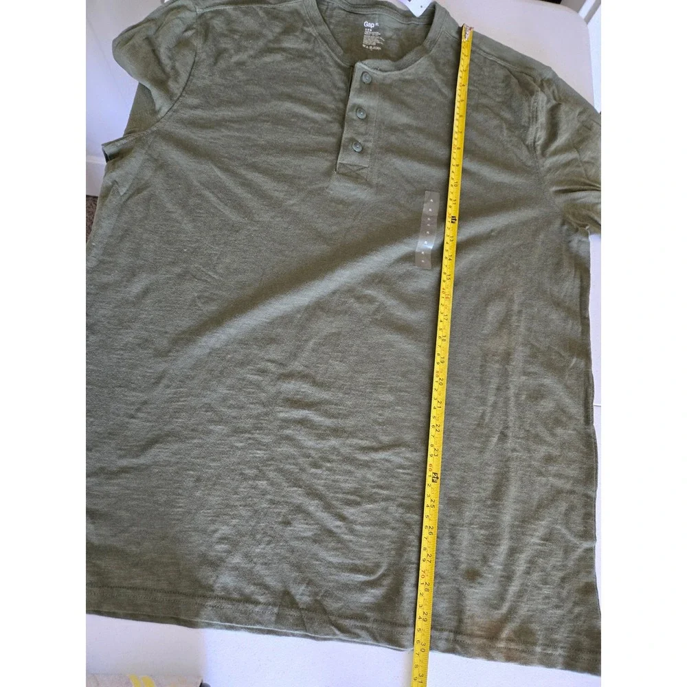 NWT Gap Mens XL Henley Shirt Long Sleeve Olive Green Slub Cotton New - Picture 6 of 7